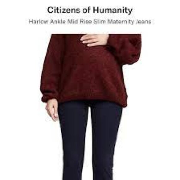 CITIZENS OF HUMANITY Harlow Ankle Mid Rise Slim Maternity Navy Corduroy 25 - Picture 2 of 16